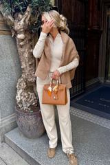 Alba stone ribbed button through top & wide leg trousers