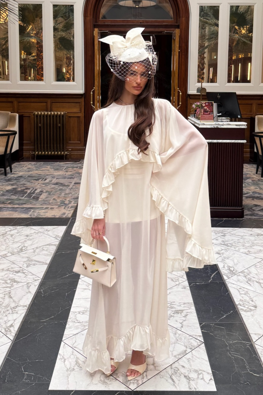 VICTORIA CREAM RUFFLED MAXI DRESS