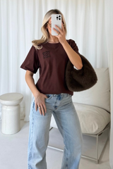 GeGe chocolate embroidered t-shirt