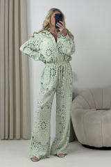 LUCIE SAGE CHEESECLOTH PAISLEY TROUSERS & SHIRT CO ORD