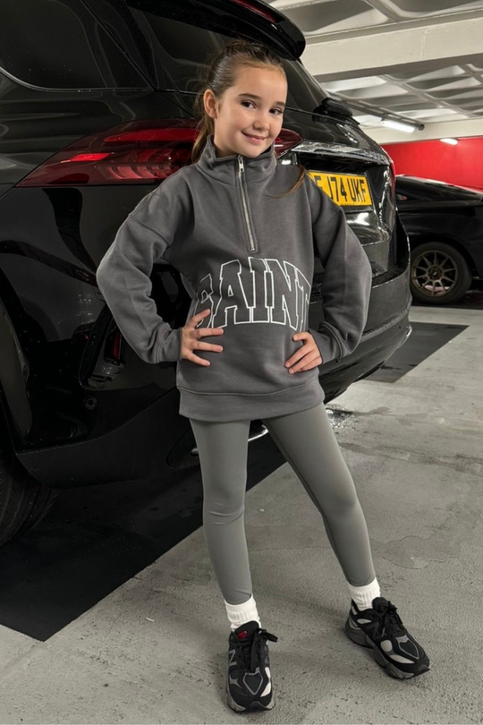 Mini saint steel grey printed 3/4 sweater