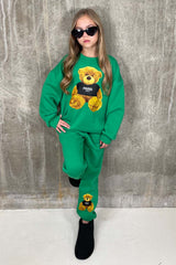 Mini Paris Tee Teddy Green Sweater Loungewear Set Loungewear