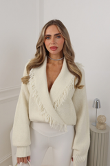 THEO CREAM TASSEL WRAP JUMPER