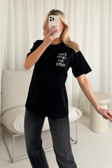 Need money bag black printed t-shirt