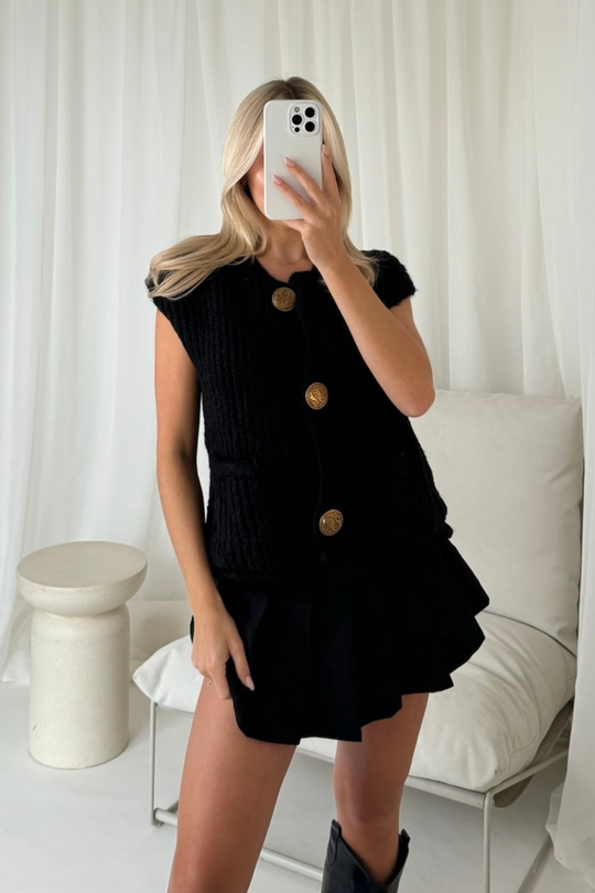 Sally black sleeveless cardigan