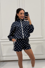 BONNIE NAVY POLKA DOT STRIPE SHORT CO ORD SET