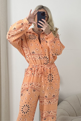 LUCIE ORANGE CHEESECLOTH PAISLEY TROUSERS & SHIRT CO ORD