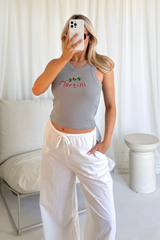 Martini grey embroidered ribbed vest