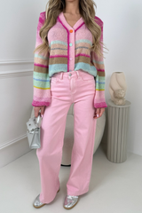 JADE PINK DENIM STRAIGHT LEG JEANS