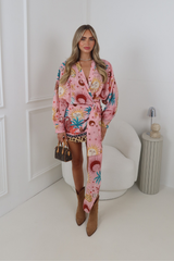 NAOMI PINK TIE SHIRT DRESS