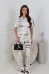WINONA CREAM POLKA DOT RUCHED TSHIRT CO ORD