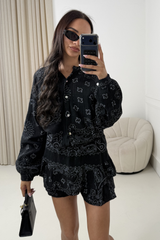 FRANCESCA BLACK PAISLEY CHEESECLOTH CO ORD