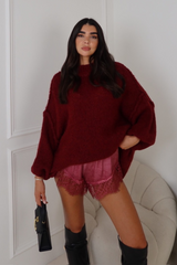 Brooklyn cherry lace trim shorts