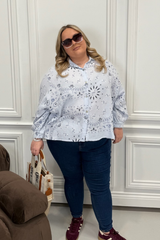 CURVE KATE BLUE PAISLEY PRINTED CHEESECLOTH SHIRT
