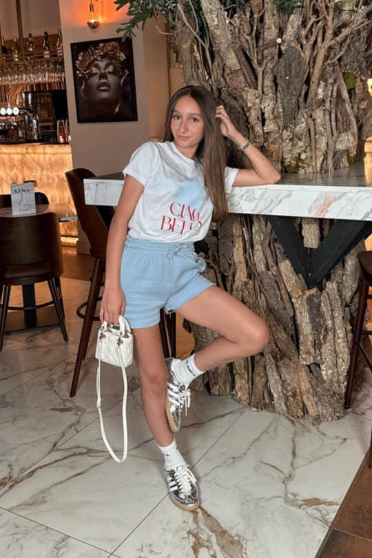 Mini Ciao Bella blue printed t-shirt and shorts loungewear