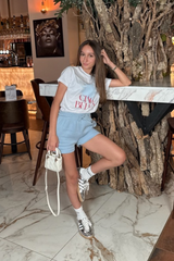 Mini Ciao Bella blue printed t-shirt and shorts loungewear