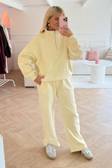 SELF LOVE SOCIETY LEMON & WHITE EMBROIDERED JOGGERS HANNAH BRIGGS