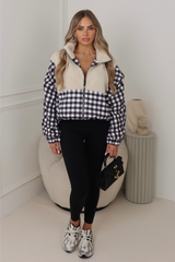 Lacey black checkered zip up fleece