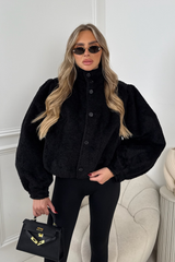 KENNEDY BLACK PUFF SLEEVE CROPPED JACKET