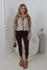CHARLOTTA BEIGE CHECK DRAWSTRING JACKET