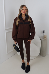 GEORGIA CHOCOLATE AND BLACK ZIP UP TRACK JACKET