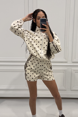 BONNIE CREAM POLKA DOT STRIPE SHORT CO ORD SET