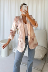 Vivienne beige tie dye ruched sleeve blazer