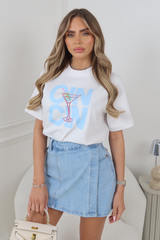 CAITLYN LIGHT BLUE DENIM STRETCH SKORT