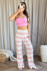 Mila pink & white striped knit trousers