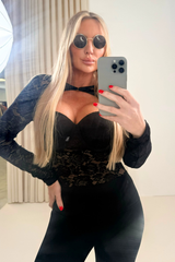 ELSIE BLACK LONG SLEEVE LACE CUPPED BODYSUIT