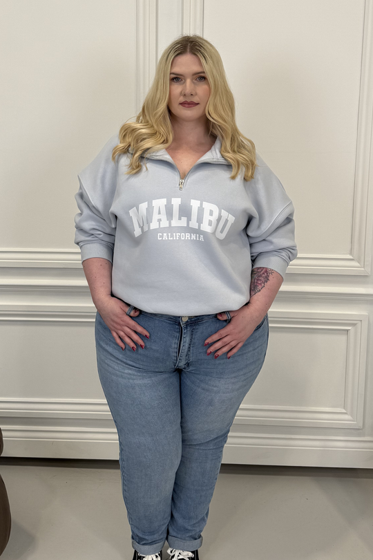CURVE GLAMIFY MALIBU PRINTED EVERYDAY ESSENTIAL BABY BLUE 3/4 ZIP