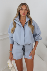 MIA POWDER BLUE JACKET AND SHORTS CO ORD TWO PIECE SET