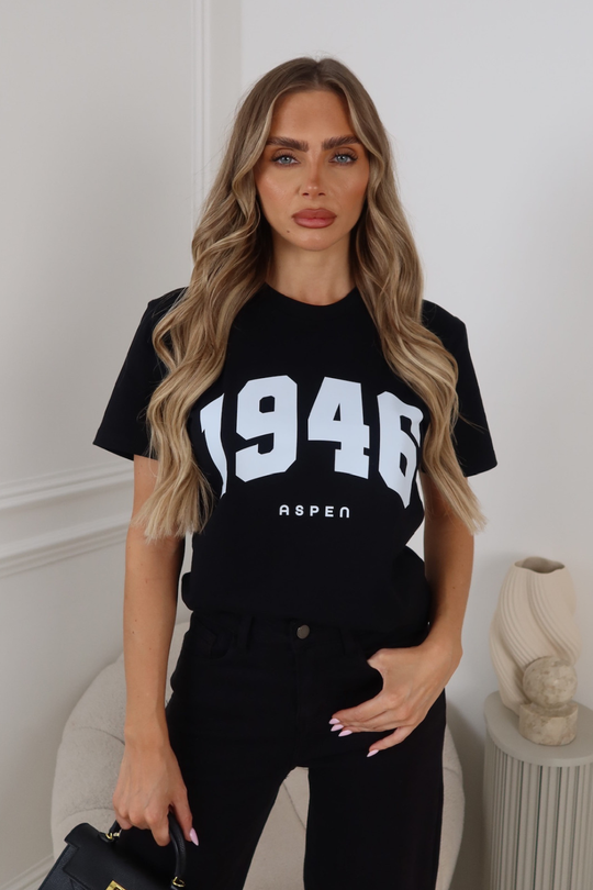 1946 BLACK PRINTED T-SHIRT