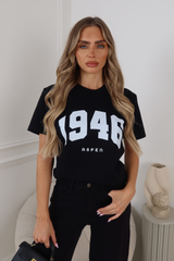1946 BLACK PRINTED T-SHIRT