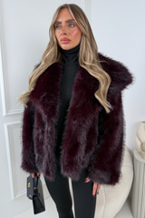 OLIVIA DARK CHERRY FAUX FUR COAT