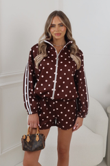 BONNIE CHOCOLATE POLKA DOT STRIPE SHORT CO ORD TWO PIECE SET