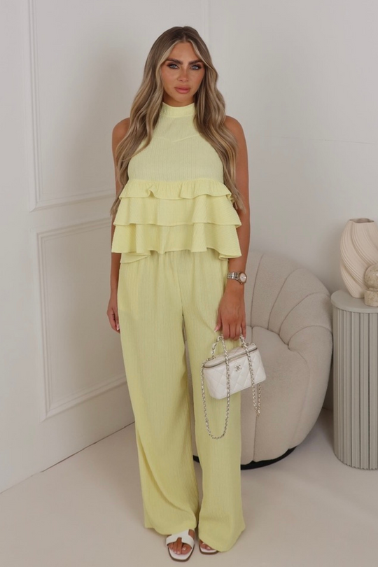 Becky lemon tiered top & trouser co-ord