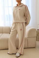 GeGe stone contrast piping detail zip jacket & trouser loungewear