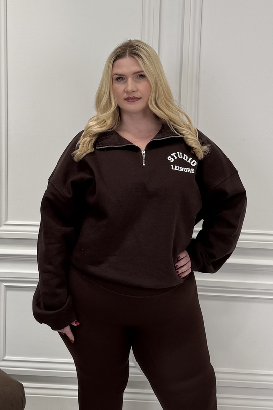 CURVE STUDIO LEISURE CHOCOLATE 3/4 ZIP