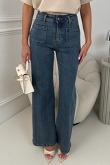 JENNY DARK NAVY STRAIGHT  LEG FRONT POCKET JEANS