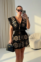 KADY BLACK BOHO FRILL CROP SKIRT CO ORD