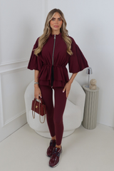 CELIA BURGUNDY PUFF SLEEVE JACKET