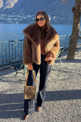 Olivia dark brown faux fur coat