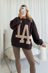 LA chocolate and beige sweater