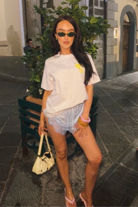 AMALFI WHITE PRINTED HEAVYWEIGHT TSHIRT X SCOUSE PRINTS