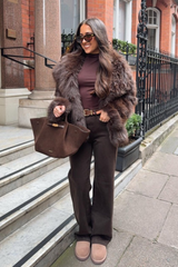 Olivia dark brown faux fur coat