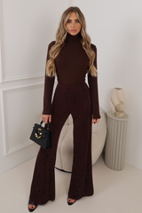 AMIRA CHOCOLATE DIAMANTE STRETCH TROUSERS