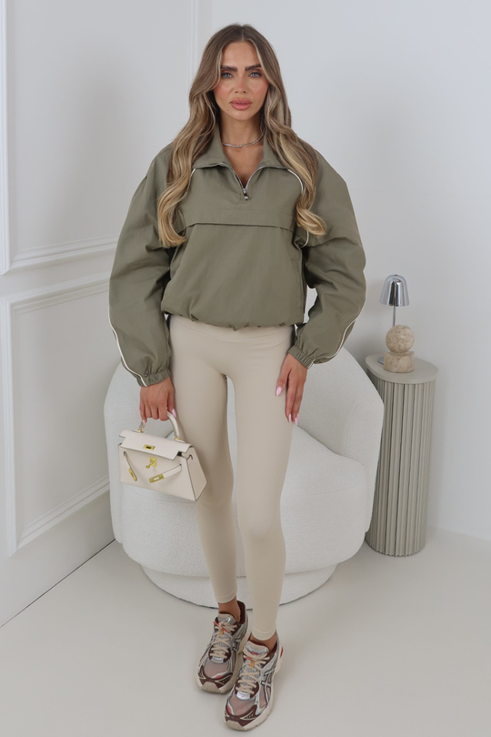 NYLA KHAKI HALF ZIP WINDBREAKER JACKET