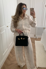 Seline cream satin geometric print co-ord