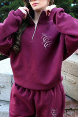 CONTENT CLIQUE BURGUNDY LOGO QUARTER ZIP